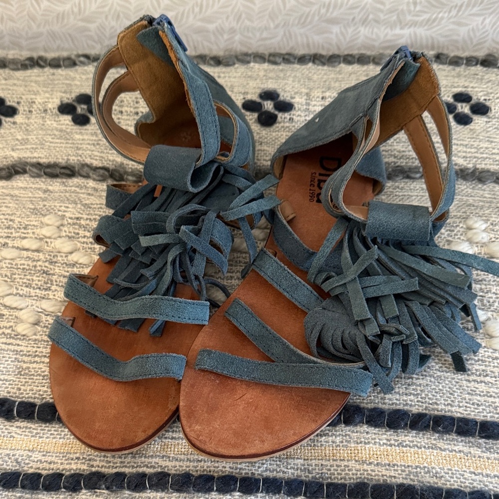 Diba Teal Fringe Sandals